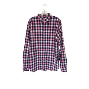 Express Extra Slim Button Down Shirt‎ Men's Plaid Pink Blue Office Work Large